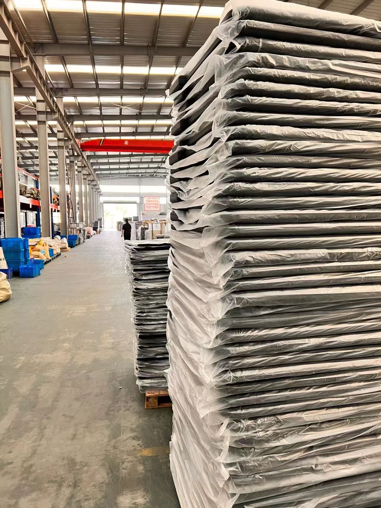 Wrapped components stacked in our packing and storage area