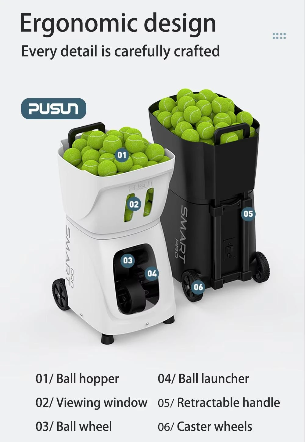 PT-SMART PRO Tennis Ball Machine — product detail 6