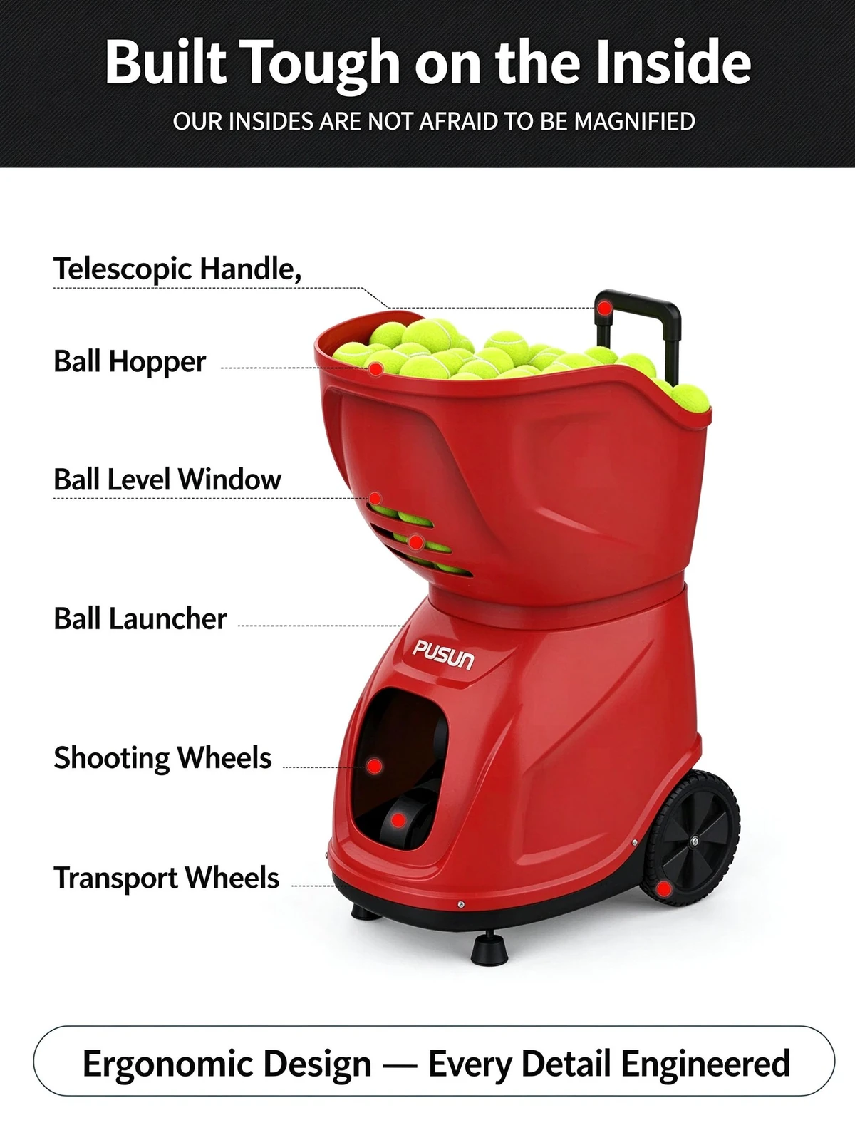 PT9001 PRO — Product components and telescopic handle diagram