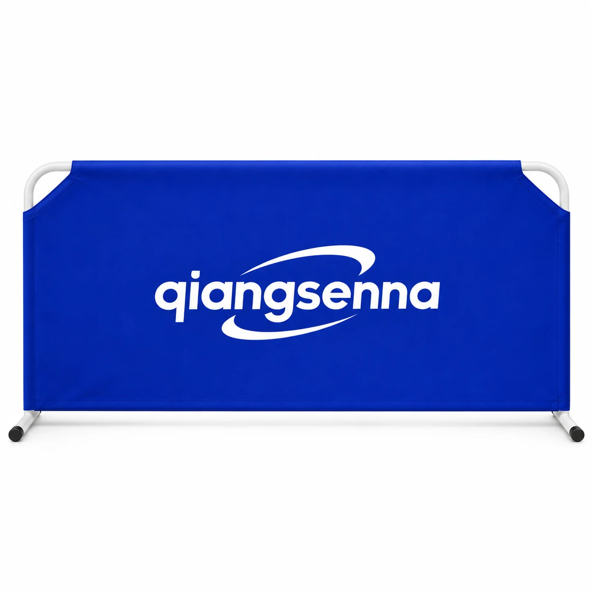 Blue Qiangsenna barrier with a white metal frame on a white background