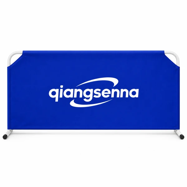 Blue Qiangsenna barrier with a white metal frame on a white background