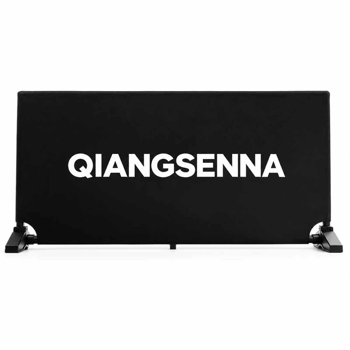 Black QIANGSENNA PVC flat-tube barrier with Lycra cover and support feet