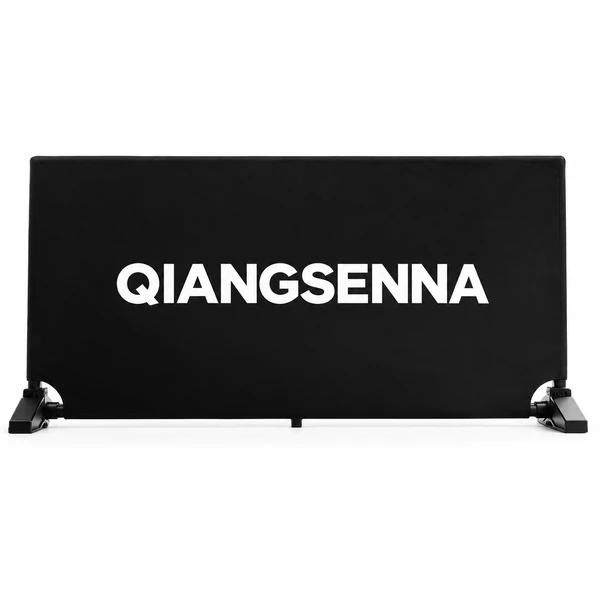 Black QIANGSENNA PVC flat-tube barrier with Lycra cover and support feet