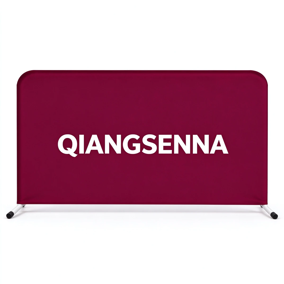 Burgundy QIANGSENNA Lycra court barrier with rounded corners and a galvanized steel frame