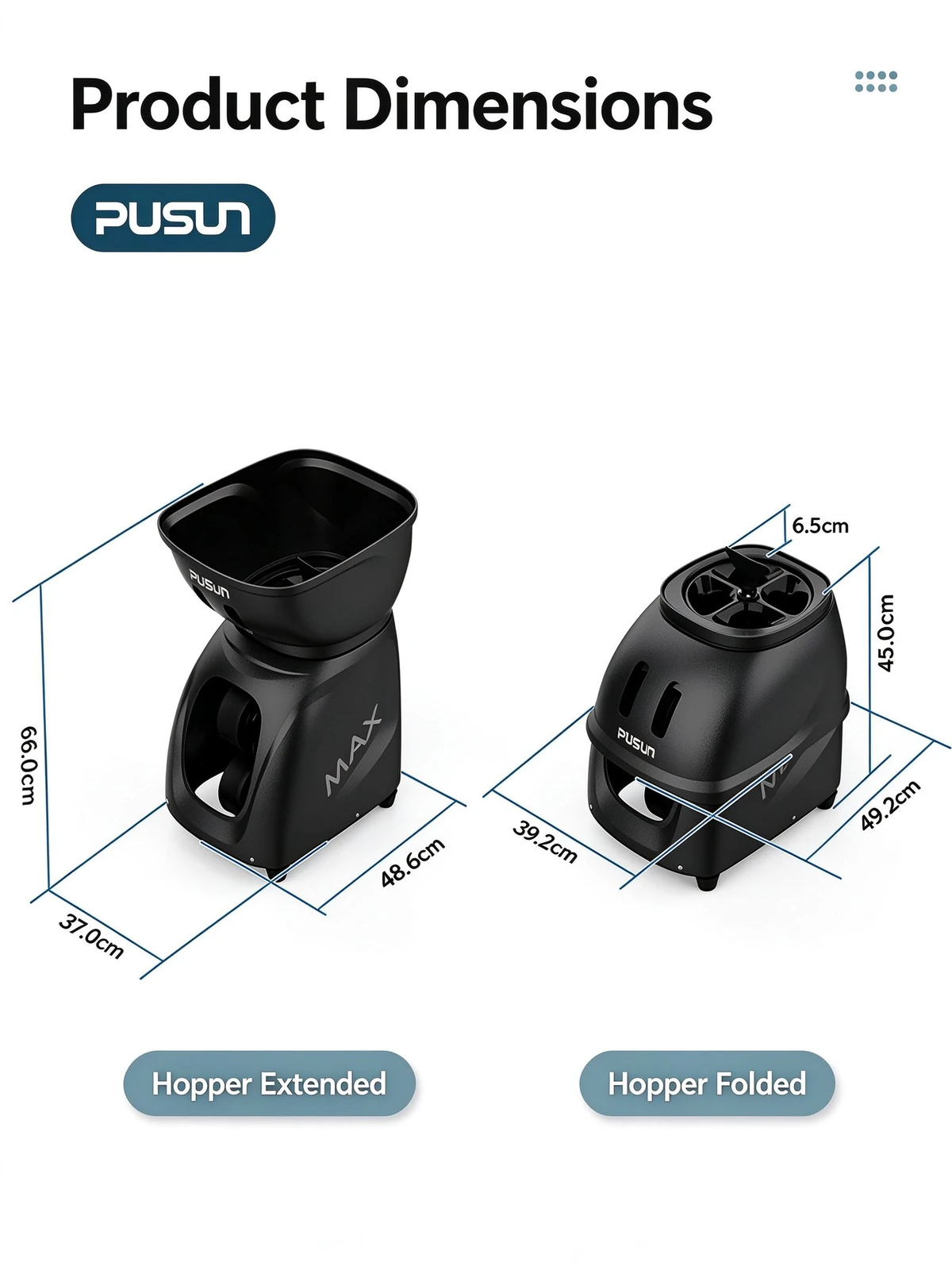 PT-MAX B — product and storage dimensions